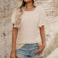 thumbnail image 6 of RMGVDSD Soft Womens T Shirts Women's Summer T Shirt With Floral Cutout And Ruffle Sleeves Casual Wear Fashion Casual Blouses, 6 of 8