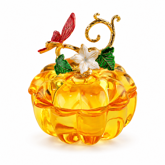 Thanksgiving Glass Pumpkin Crystal Jar with Lid, Candy Bowl Cute Snack Jar Crystal for Home Fall Thanksgiving Party Decoration,3.61x3.14in
