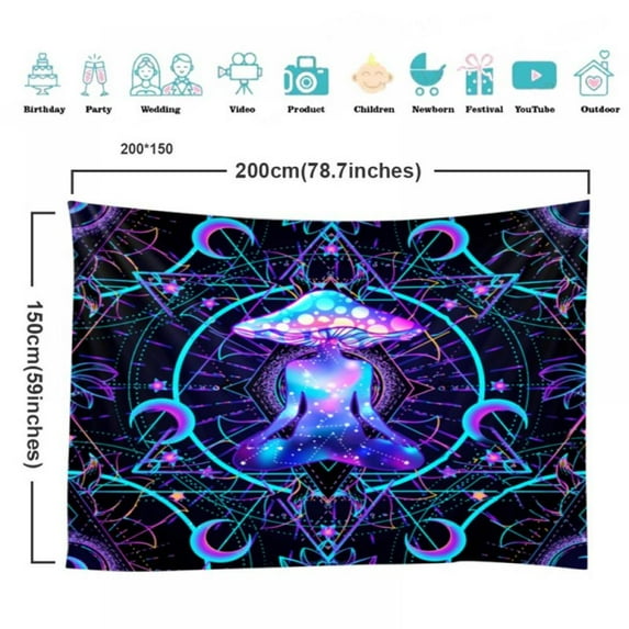 Prettyui Trippy Mushroom Tapestry Psychedelic Wall Hanging Blanket Room Decor Tapestry