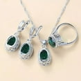 thumbnail image 5 of 14K White Gold Plated 3Ct Lab Created Green Emerald Oval Cut Women's Jewelry Set, 5 of 5