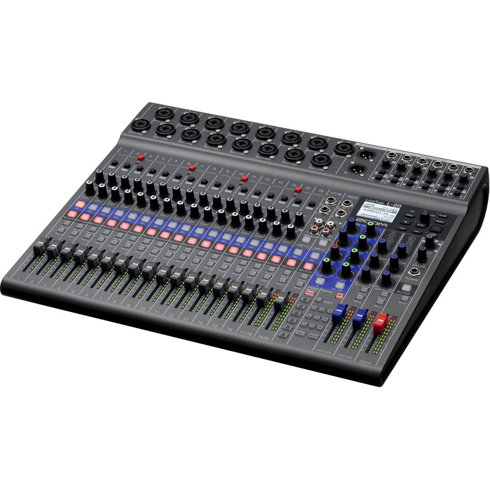 Zoom LiveTrak L-20 - 20-Input Digital Mixer & Multitrack Recorder + 2x Zoom ZDM-1 Podcast Mic Pack + USB Card Reader, SD/microSD + Xpix Balanced Interconnect, 1/4 inch TRS + Dual RCA Cable + More
