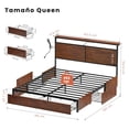 thumbnail image 3 of Cama Queen FABATO Cabecera Cajones Luces Led Usb, 3 of 10