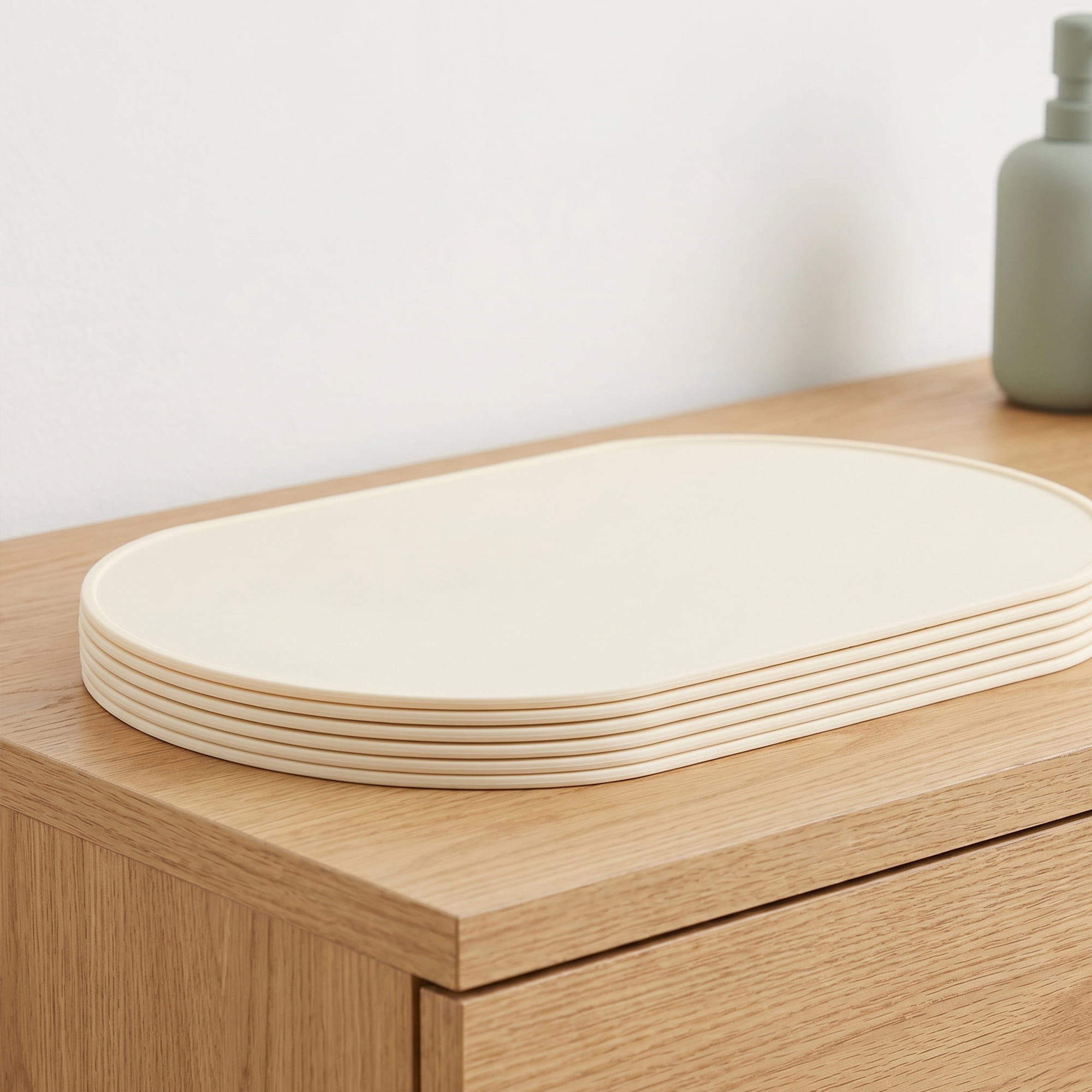 Unique Bargains 6 Pack Silicone Placemats for Kitchen Dining Table Decor Milk White 15"x10"