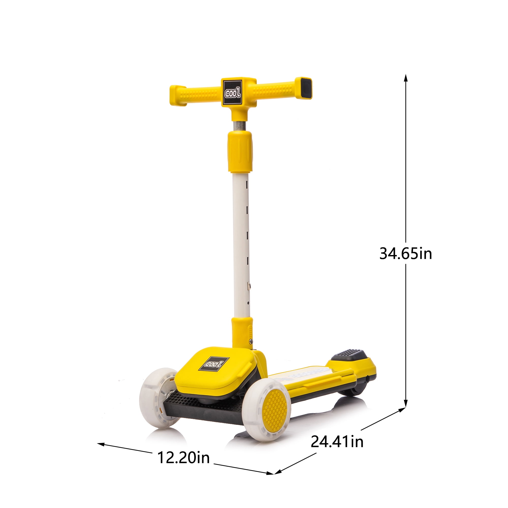 3-Wheel Kids Scooter with Buildable Blocks, PU Flashing Wheels, Folding Kick Scooter - Thickened Aluminum Tube, 5-Position Height-Adjustable Handlebar, One-Touch Footbrake, for 3-9 Years Old