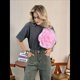 thumbnail image 5 of Camiseta de Flores 3D para Mujer, Corta, Cuello Redondo, Verano Gris M, 5 of 7