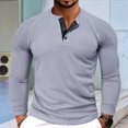 thumbnail image 4 of Camiseta Henley de Larga para Hombre, Informal, con Botones, Suave, Elástica, Básica, con Diseño de Gofre, para Otoño. Gris S, 4 of 6
