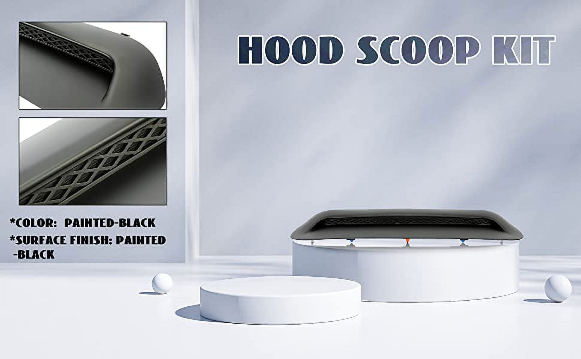 Ecotric Plastic Hood Scoop Upgrade Kit, Unpainted Black Compatible with 2010-2021 Toyota 4Runner