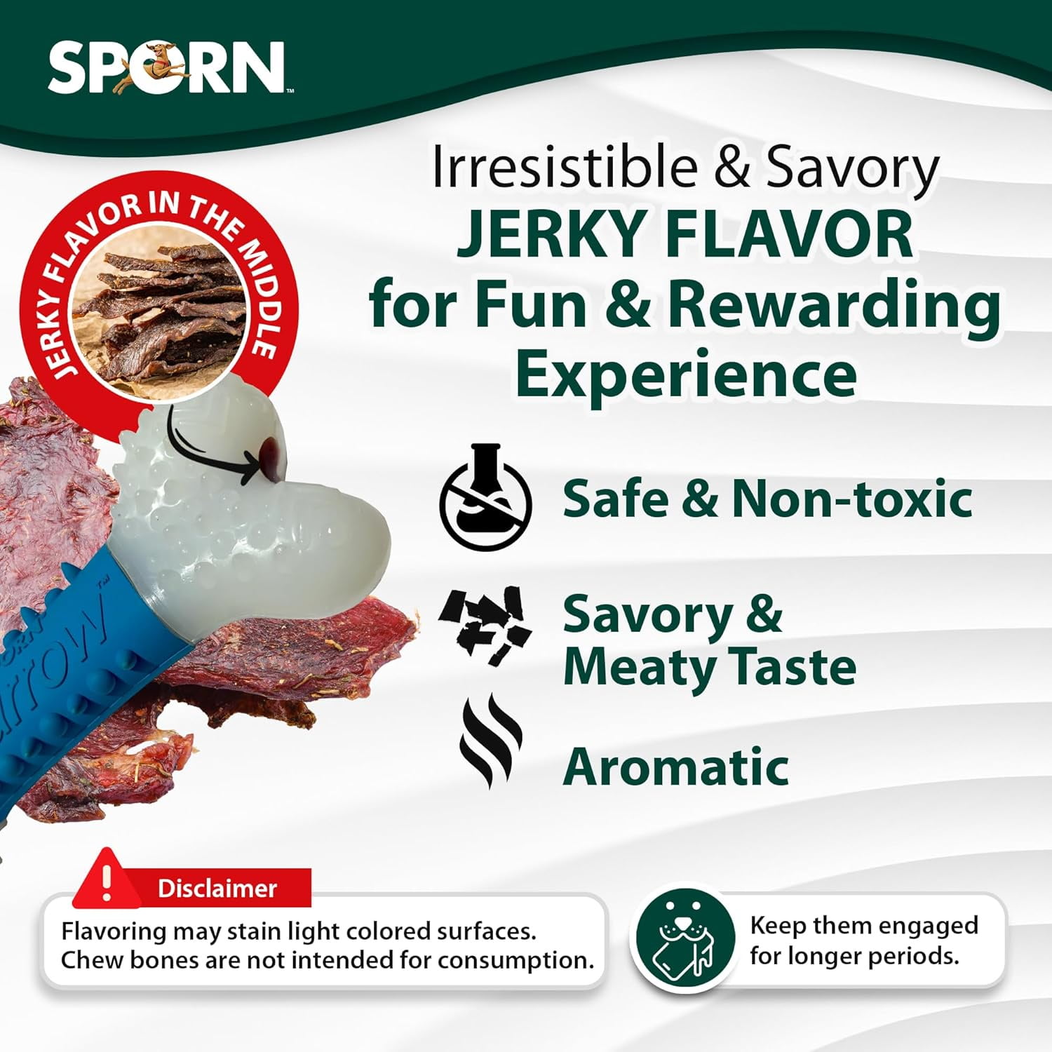 Sporn Ultimate Marrow Dog Chew Bones for Aggressive Chewers, Jerky Flavor Dog Chew Toys for Medium Dogs, Made with Tough Nylon
