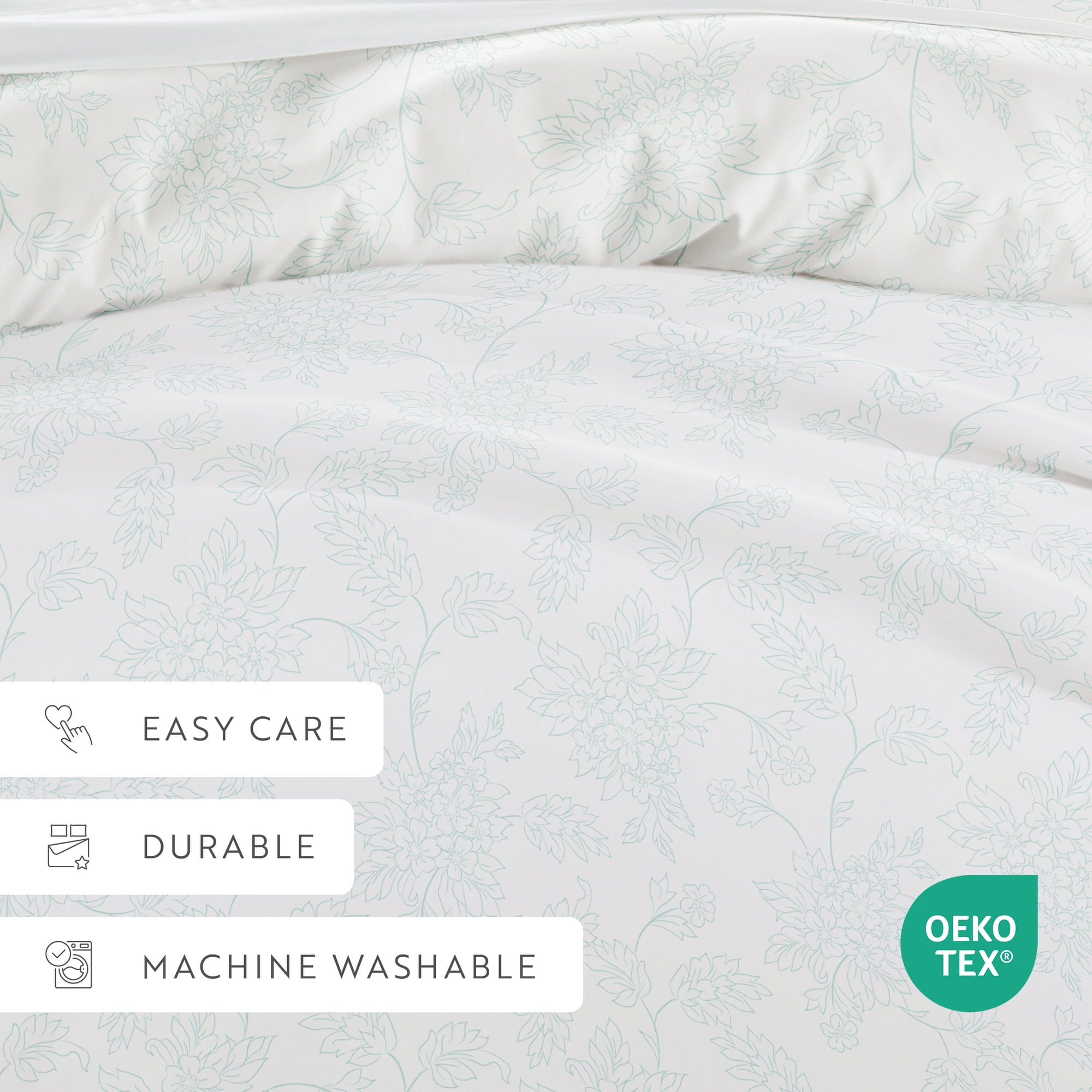 Duvet Cover Set - Ultra Soft & Breathable - Aqua Vine for Queen Size Bedding by Comfort Canopy