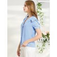 thumbnail image 4 of Blusa Linda Botones Frente Mangas Abullonadas Cuello Marinero Para Mujeres Azul Claro M, 4 of 6