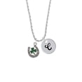 thumbnail image 2 of Delight Jewelry Silvertone Irish Luck Horseshoe with Shamrock Silvertone Script Initial Disc - C - Charm Necklace, 20"+3", 2 of 4