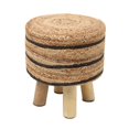 thumbnail image 5 of REDEARTH Foot Stool -Handmade Wooden 4 Legs Jute Seat Footrest for LivingRoom, Bedroom, Nursery, kidsroom, Patio, Gym; 90% Jute 10% Cotton (16"x14"x14"; Jute Loom Story), 5 of 9