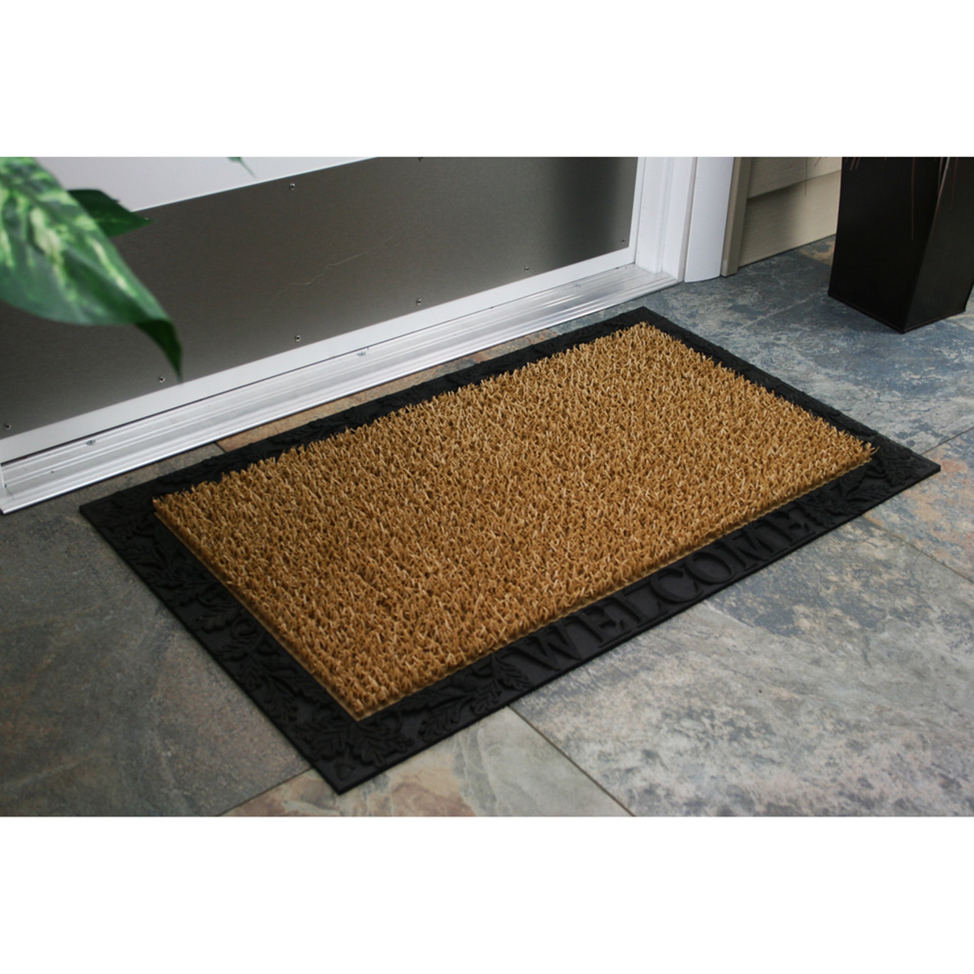 Astroturf Scraper Door Mat Acorn And Oak Leaf Welcome With Rubber Border 18 X 30 Cocoa Walmart Com