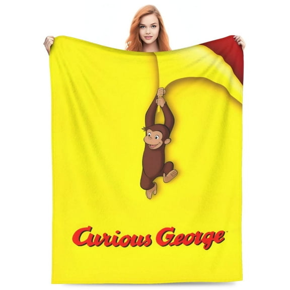 Curi-ous Geor-ge Blankets Lightweight Throw Blanket Soft Fleece Blanket Birthday Sofa Bedding Blanket For All Season 40"x30"