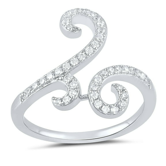 Sterling Silver Cz Wave Ring for Women and Teens Size 5 to 9