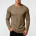 thumbnail image 4 of TKKCS Mens Cotton Long Sleeve T Shirt- Crew Neck Regular Fit Casual Wear Lightweight Base Layer Shirt Coffee Size 3XL, 4 of 7