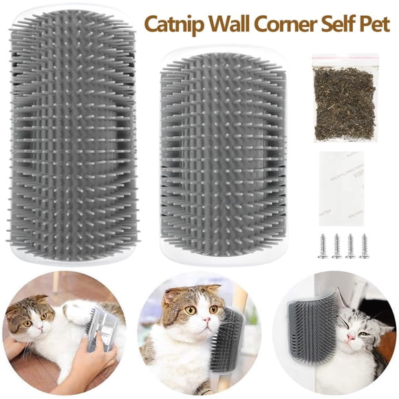 Cat Self Groomer with Catnip Cat Corner Massage Comb Grooming Brush Tool Scratcher Grooming Shedding and Itching Comb Tool for Kitten Puppy Home Wall Corner