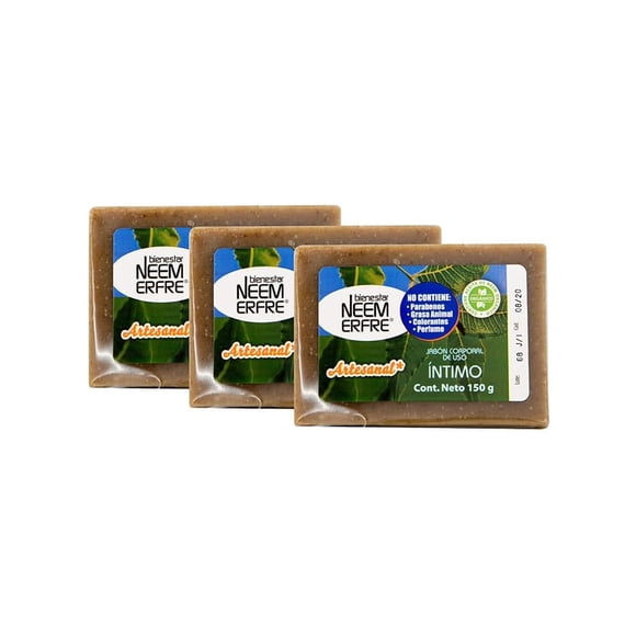 Pack de 3 Jabones íntimos o pieles muy sensibles Bienestar NEEM ERFRE 150 g c/u