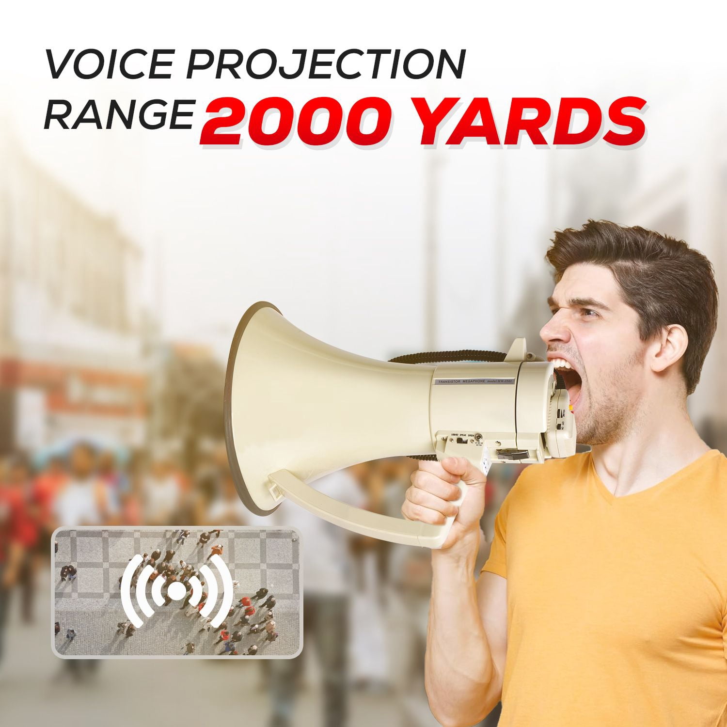 100W Long-Range Voice Amplifier with Siren, USB/SD/AUX Inputs & Weatherproof Design - Portable PA Speaker for Sports, Events, and Emergency Alerts