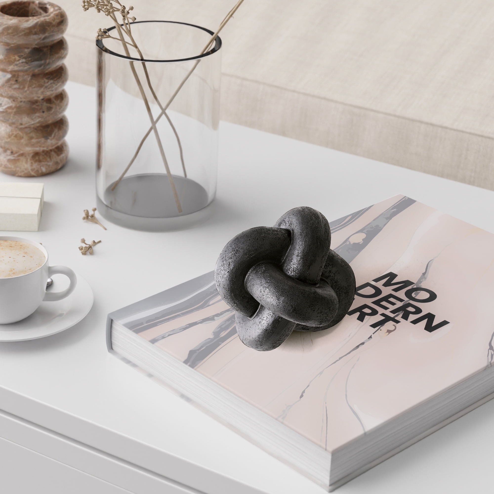 Mainstays Indoor Tabletop Resin Modern Black Knot 5.5" Decorative Figurine
