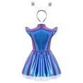 thumbnail image 4 of Raenseen Kids Girls 2pcs Alien Dress Up Outerspace Robot Outfit Flying Sleeve Twirl Swing Dresses Colorful Silver 6, 4 of 7