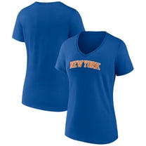 Women's  Blue New York Knicks Wordmark Team V-Neck T-Shirt