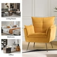 thumbnail image 6 of Accent Chair Set of 2 Tufted Cushion Padded Contemporary Classic Velvet Armchair Home Living Room Mustard, 6 of 8