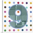 thumbnail image 1 of ARTCANVAS Fun Polka Dots Number 9 Nine Numeral Canvas Art Print - Size: 12" x 12" (1.50" Deep), 1 of 9