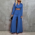 thumbnail image 4 of YHAJDS Two Piece Set for Women,Womens Pants Suit Solid Color Long Sleeve Lapel Knit Sweater Top with Pants Ladies Warm Fall Winter Fashion Casual Suit, 4 of 5