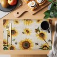 thumbnail image 2 of Yellow Sunflowers Placemats Set of 4, Summer Farmhouse Retro Beige Placemats for Dining Table, Place Mats for Kitchen Tabletop, Waterproof Wipeable Dining Table Mats Set, 2 of 9