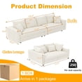 thumbnail image 6 of 102.4" Sectional Couch Modular Cloud Sofa Plush Corduroy Convertible Lounge Couches Oversized 4 Seat Comfy Sofa Deep Seat with 6 Pillows Solid Wood Frame for Living Room Reception Room Office, Beige, 6 of 13