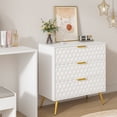 thumbnail image 6 of Nightstand Table with 3 Drawers, Honeycomb Pattern Wooden Side Table with Storage, Office File Cabinet, side table for Bedroom, Bedroom, Hallway, Hotel Bedside Table/Wardrobe Organizer, 6 of 7