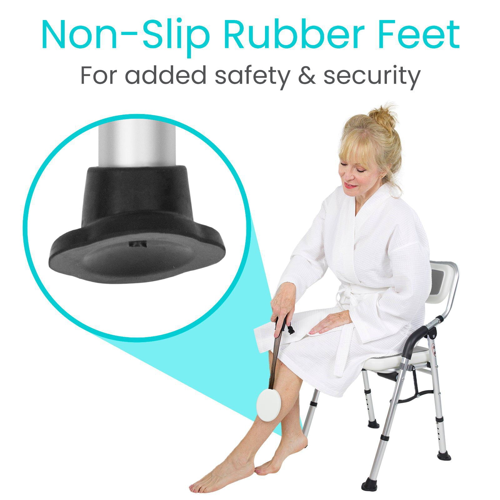 Vive Foldable Shower Chair for Elderly & Disabled – Portable Shower Seat with Back & Arms for Seniors & Handicap Use