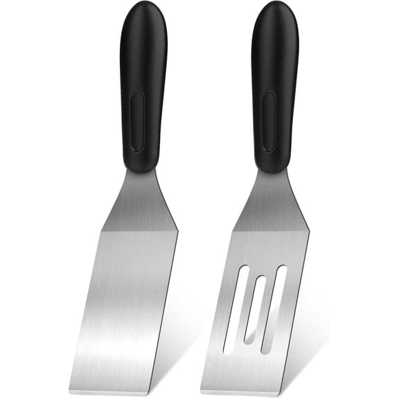 2Pcs Stainless Steel Spatula Set,Mini Serving Spatula for Kitchen Use,Metal Spatula for Cooking with Heat Resistant Handle,Metal Spatulas for kitchen use for Pancakes、Lasagna、Brownies、Cake and Cookie
