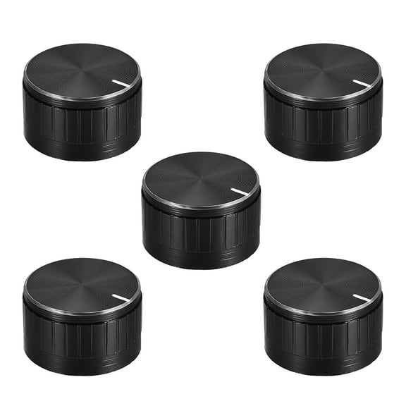 5 pcs Potentiometer Knob Knurled Shaft Black Aluminum Groove Surface Rotary Knob 30mmx17mm Volume Control Knob