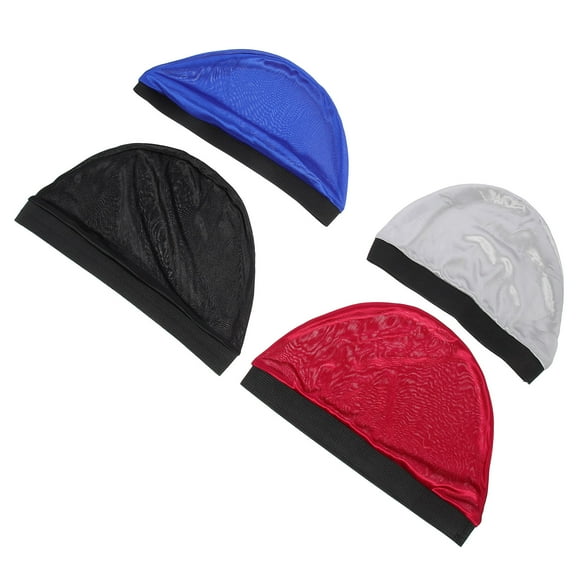 MUSEYA 4Pcs Stretchy Housework Hat Assorted Color Disposable Hair Cap for Night Use
