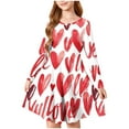 thumbnail image 2 of Cowsor Big Girls Long Sleeve Round Neck Dress Valentine Print Comfortable Stretch Fabric Ballet Practice Outfit for 4 to 14 Years Old Kids Dance Class Training, 2 of 5