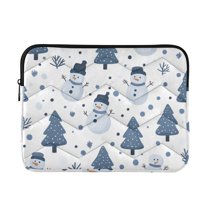 FORMRS 13-13.3 inch Laptop Sleeve Case Soft Carrying Quilted Computer Bag Cover, Blue Cute Snowmen