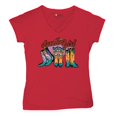 thumbnail image 5 of Dazzling Girl Women's V-Neck T-shirt Blessed and Lucky Cowgirl Cute South Vintage Retro American Heritage Tradition Tee, 5 of 7