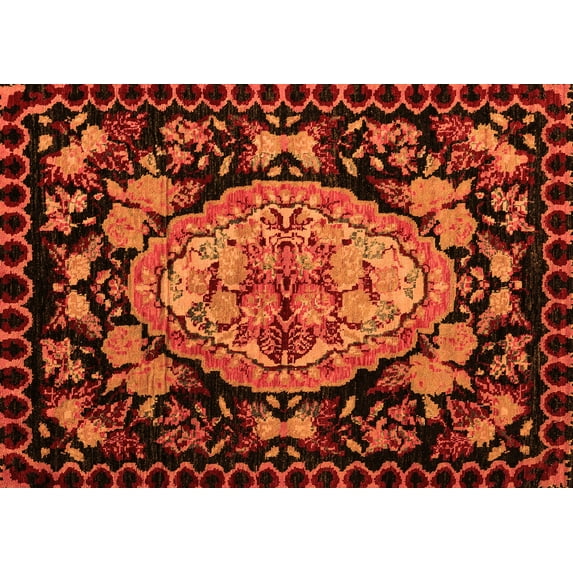 Ahgly Company Indoor Rectangle Medallion Orange French Area Rugs, 6' x 9'