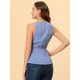 thumbnail image 4 of INSPIRE CHIC Top peplum envolvente con dobladillo asimétrico en la cintura con cuello en V sin mangas para mujerAzul claro S, 4 of 5