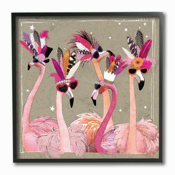 The Stupell Home Decor Collection Fancy Pants Flamingos Framed Giclee Texturized Art, 12 x 1.5 x 12