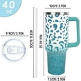 thumbnail image 2 of Grey Canis 40 oz Tumbler Leopard Print Stainless Steel Handle Insulated Cup with Straw, 2 of 6