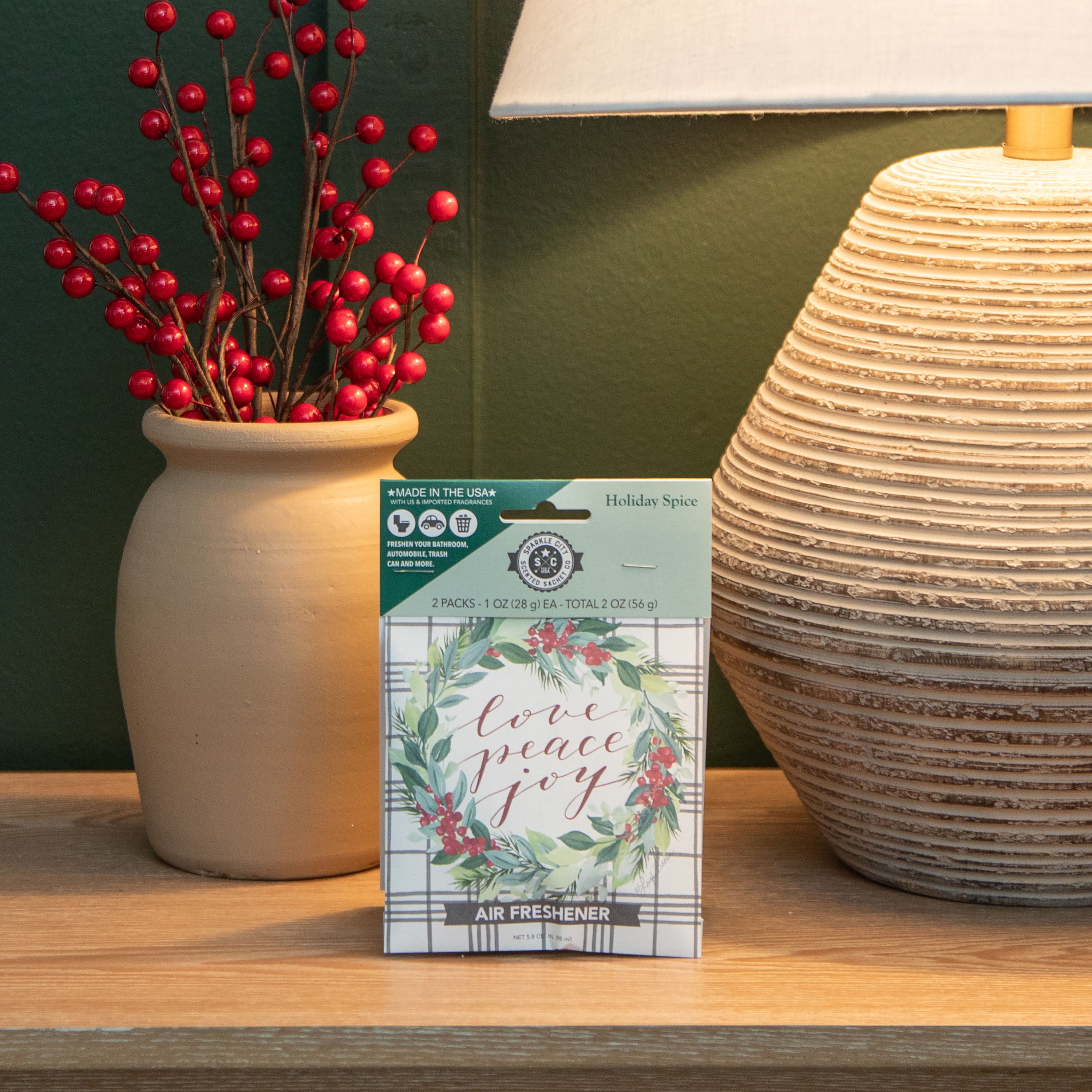 Sparkle City Scented Sachet 2 Pack, Love Peace Joy Wreath