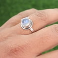 thumbnail image 2 of Earth Gems Jewelry Natural Rainbow Moonstone Ring 925 Sterling Silver Gemstone Statement Ring for Women, 2 of 10
