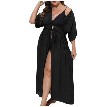 Zpanxa Bathing Suit Cover up for Women Bathing Suit Bikini Swimsuit Coverup Beach Tassels Loose Hollow Out Cover Up Coat Cardigan Black One Size