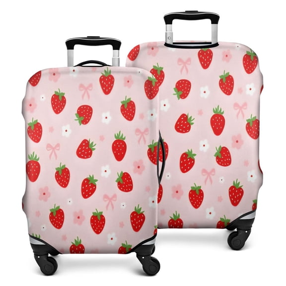 Strawberry Plants Fruit Flower Bow Luggage Cover Fashion Suitcase Cover Baggage Covers Fit 25-28 Inch Luggage (Go Travel)