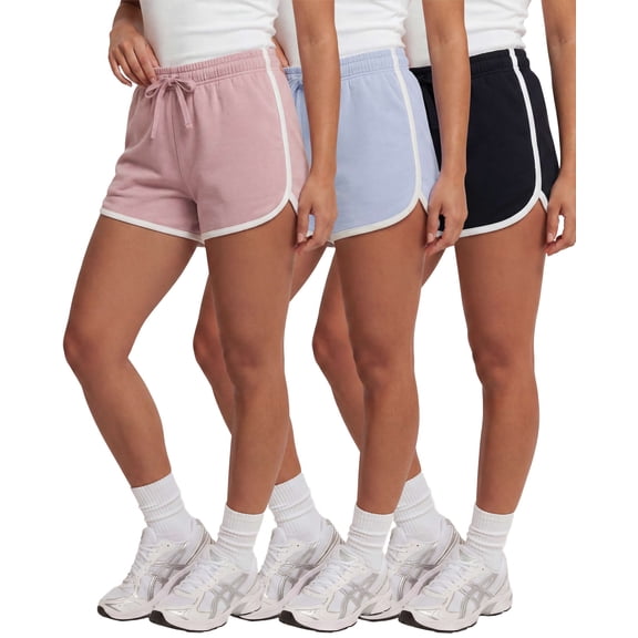 Real Essentials 3 Pack: Women's Fleece Dolphin Shorts Athletic Workout Running Gym Yoga Sweat Lounge Comfy