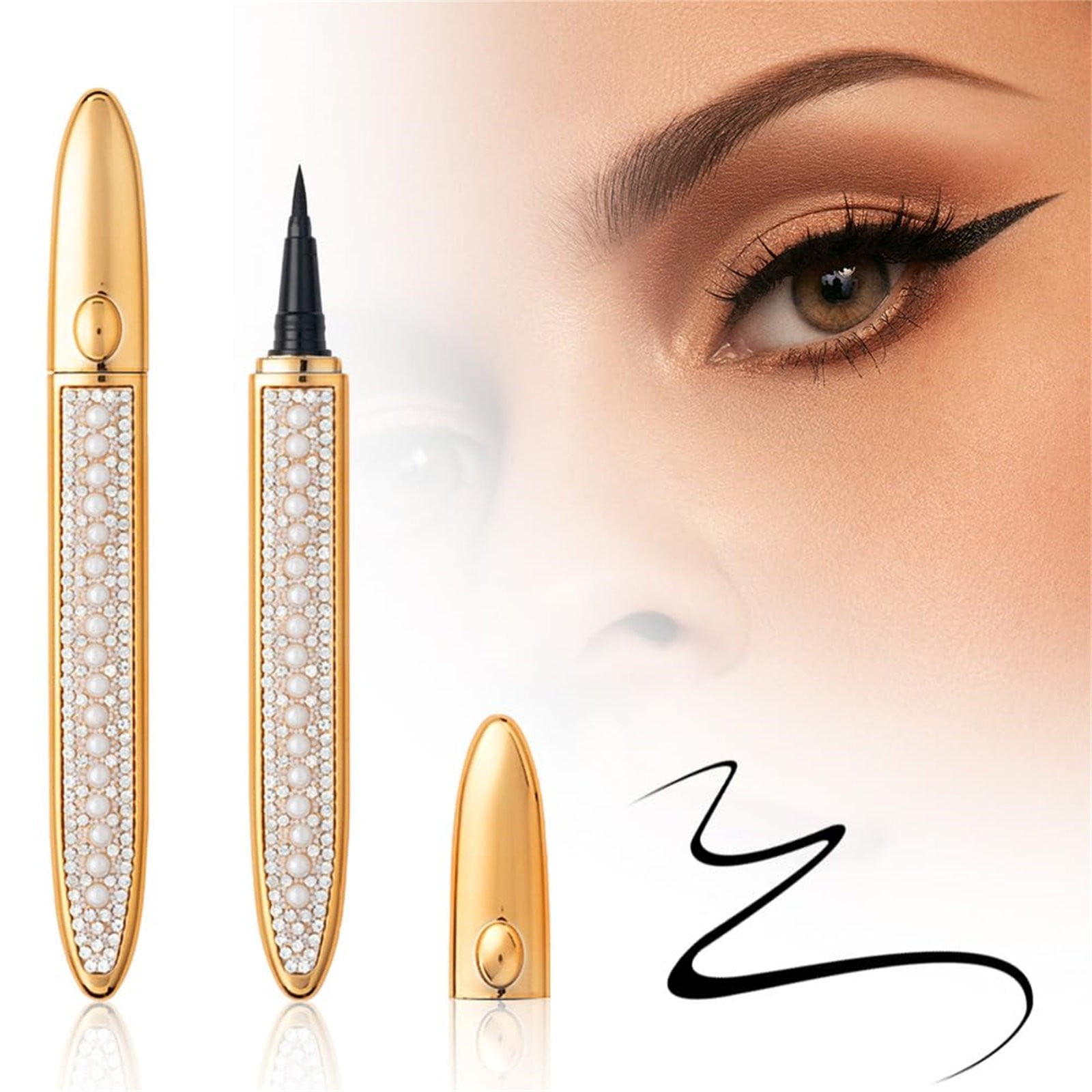 Lásh Glue Eyeliner – Waterproof EyéLásh Glue Pen with Applicator, Latex Free Lásh Glue Liner Pen for False Láshes, Face Jewels & Glitter, Strong All-Day Hold, Smudge-Proof 1PC*2 Makeup Organizers