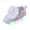 thumbnail image 2 of LYHaoo Girls Glitter Cute Bow Light Up Sneakers For Kids Soft Sole Athletic Running Walking Shoes for for School Daily Wear,White,Sizes 6.5(5.31") Toddler, 2 of 7